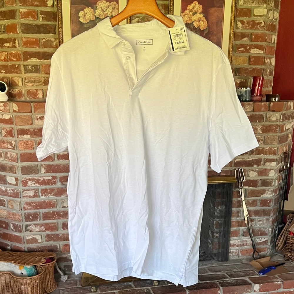 White Club Room polo short sleeve shirt size L